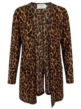 Crescent Drive Cardigan Sweater Size Medium Leopard Animal Print Cozy Knit